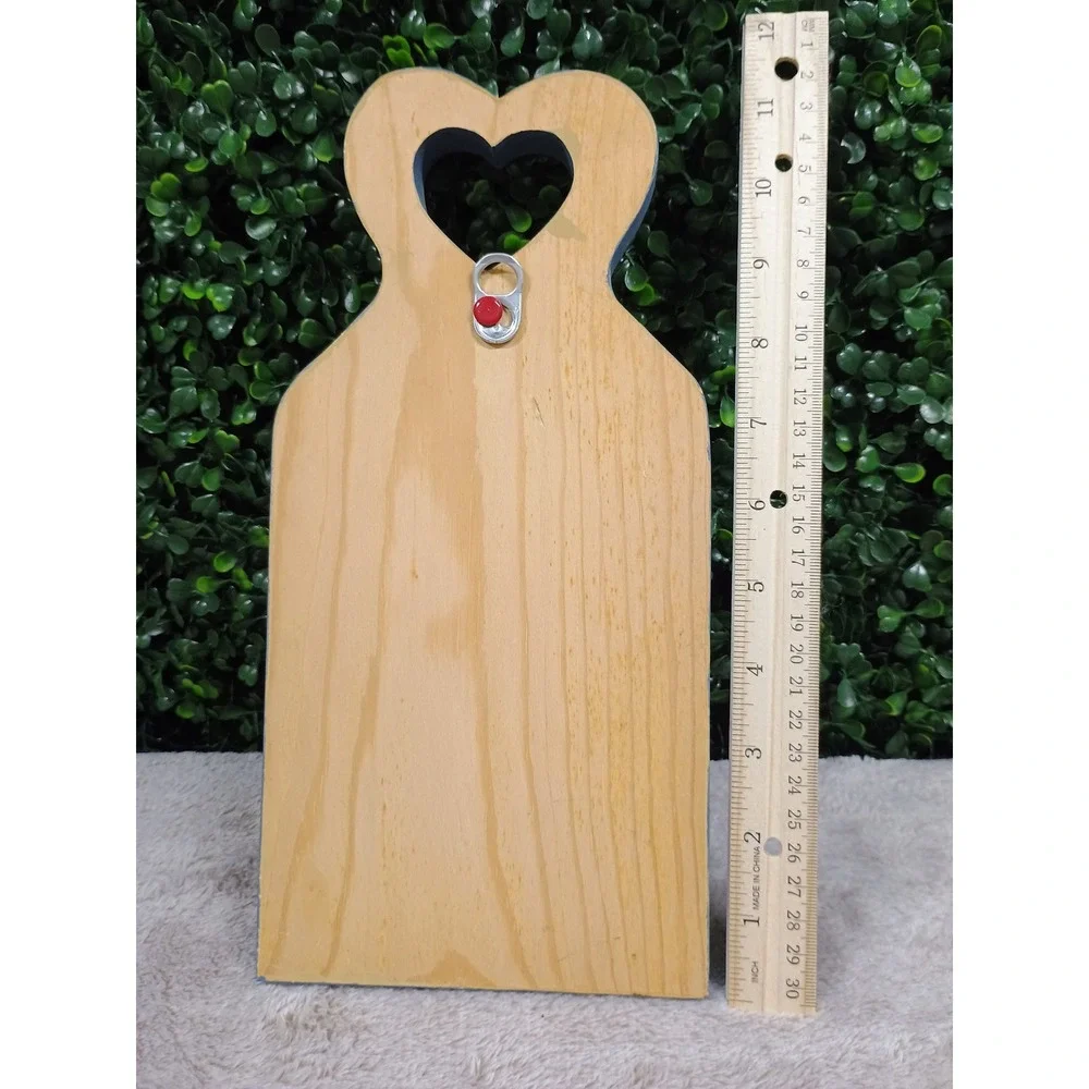 Vintage Hand Painted‎ Wood Folk Art Plaque Amish Couple Goose Heart Wall Decor